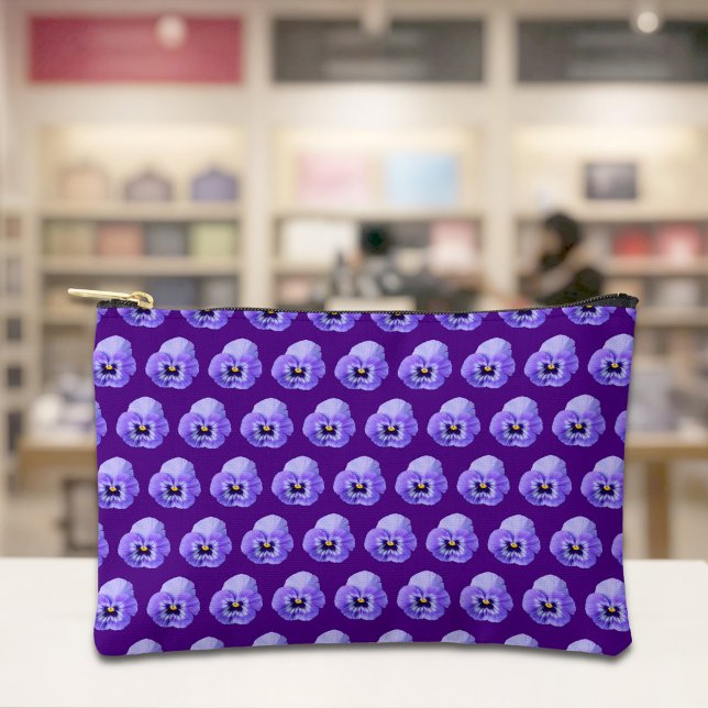 Accessoires Pochette à motif sans couture de Pensée Violette (Pouch with seamless pattern of a purple pansy)