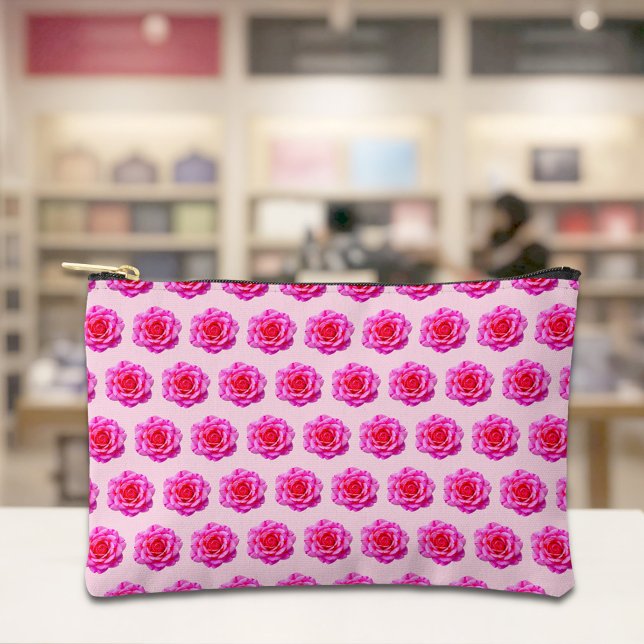 Accessoires Pochette à motif sans couture de rose rose (Pouch with seamless pattern of a pink rose)