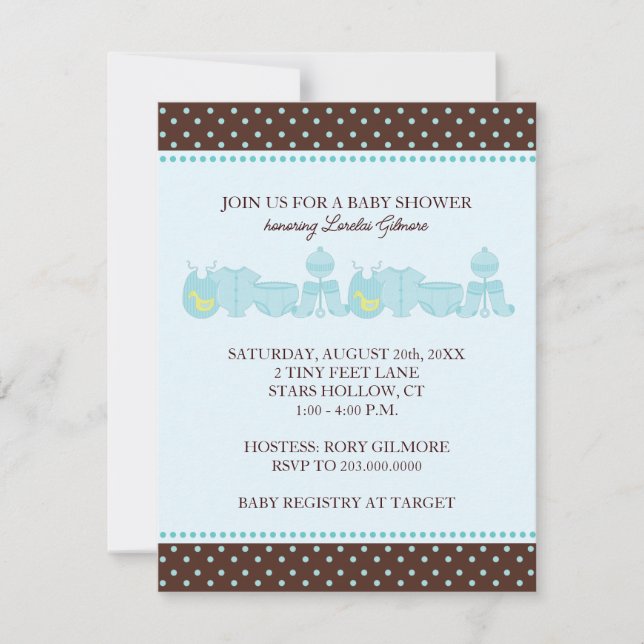 Accessoires pour bébé Invitations de douche {Blue} (Devant)