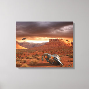 Accident d'UFO dans le désert avec la toile