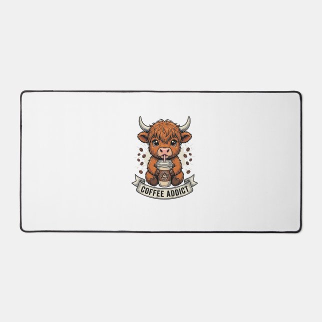 Accro au café Vache des Highlands Mignonne Gravure (Recto)