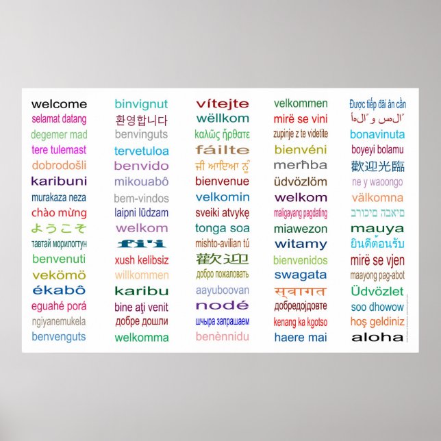 Accueil 80 Langues Poster - 5 tailles/Blanc (Devant)