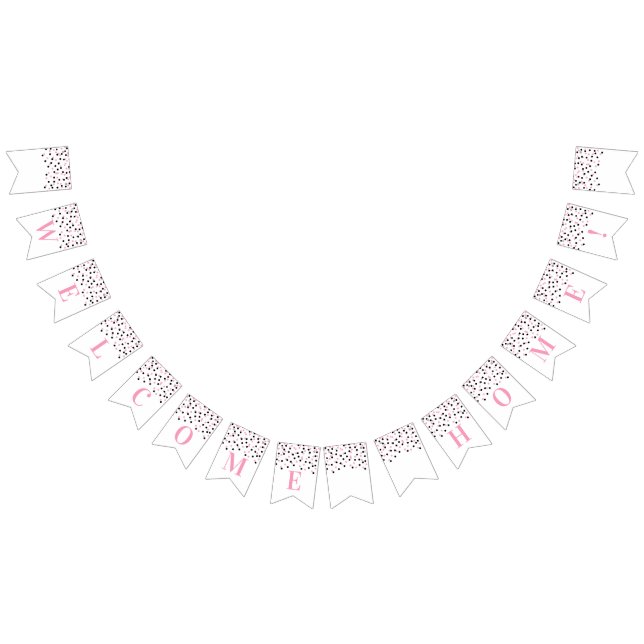 Accueil Bienvenue Bannière rose Noir Confetti (Tout)