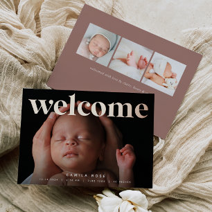 Accueil doré Faire-part de naissance Rose Gold F
