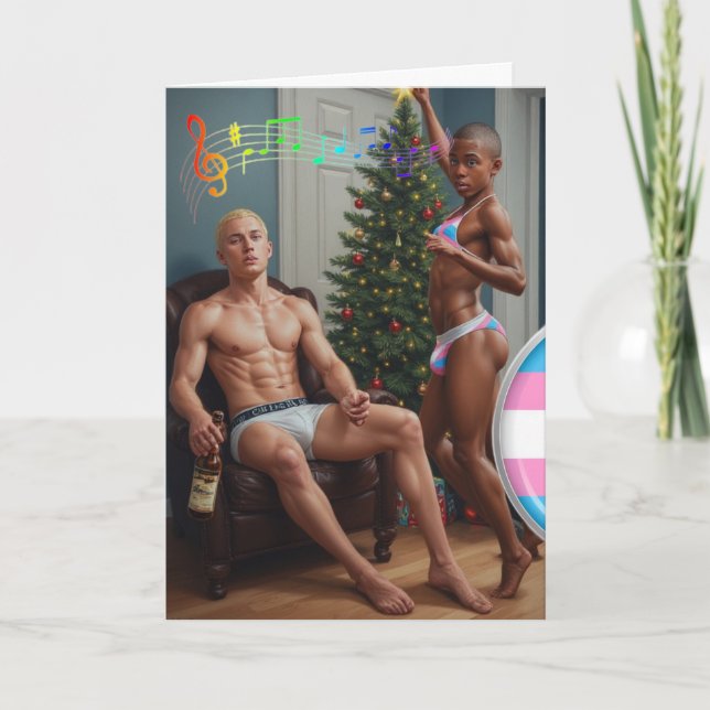 Accueil est où est le coeur : Carte de Noël gay (Devant)