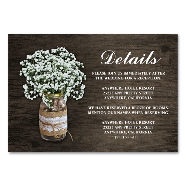 Accueil Mariage de bébé + Cartes d'hôtel (Devant)