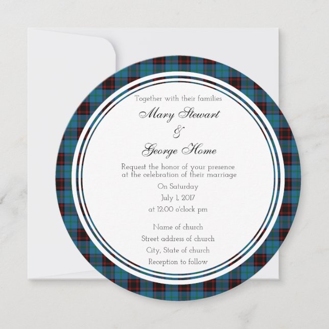 Accueil Mariage écossais Invitation ronde (Devant)