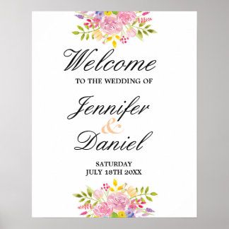 Accueil Poster Mariage Rose Floral Réception