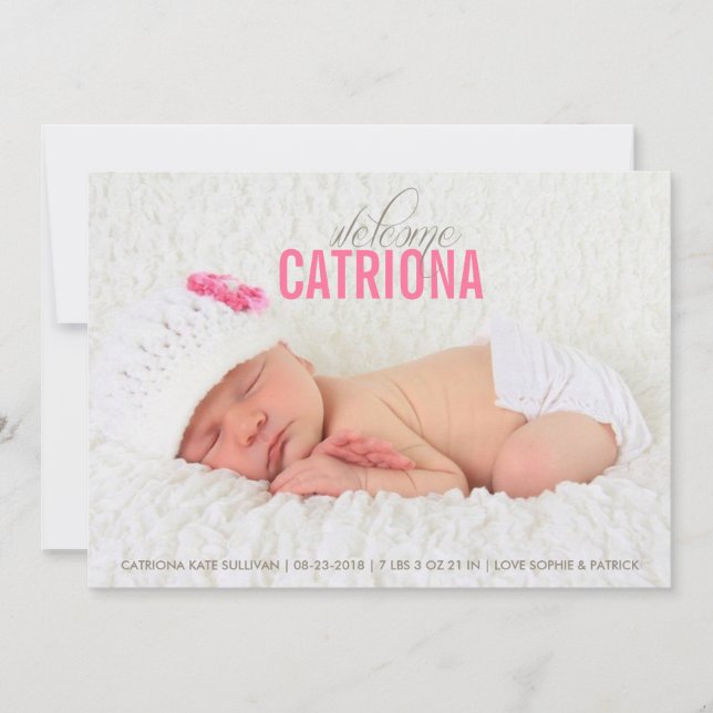 Accueil rose Bébé Photo Faire-part de naissance bé (Devant)