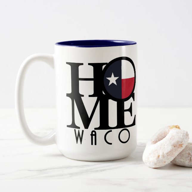 ACCUEIL Waco Texas 15oz Mug à café à deux tons (Avec donut)