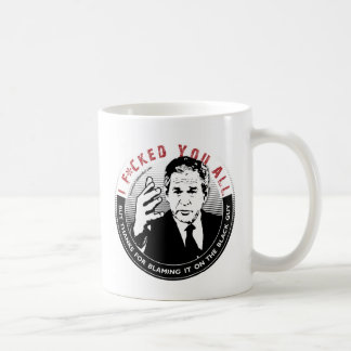 Accusation de lui sur la tasse de type noir