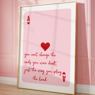 Ace of Hearts Poker rose esthétique Poster