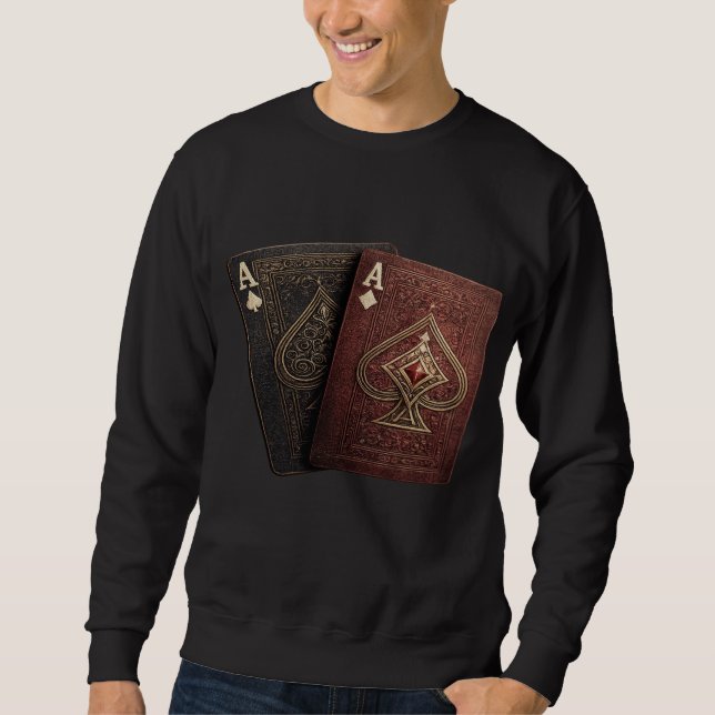 Ace of Spades Playing Cards Graphic Sweatshirt (Devant)