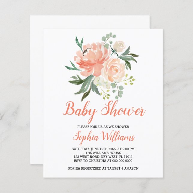 Achats Budgétaires Et Baby shower De Crème Invitat (Devant / Derrière)