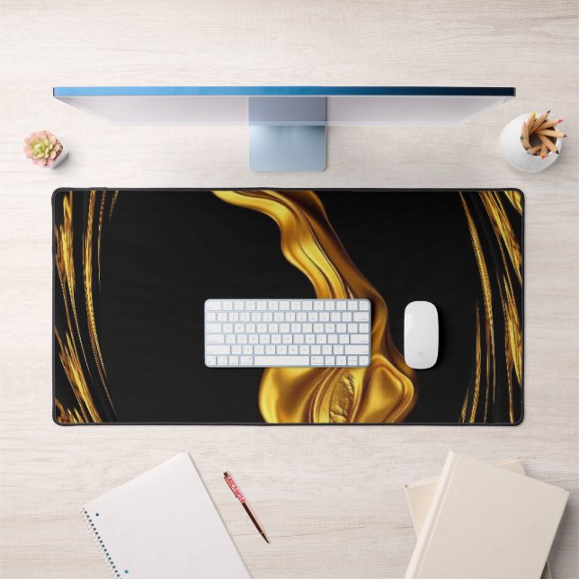 Achempong Swirl Liquid Gold Black Monochrome Art (Bureau 1)