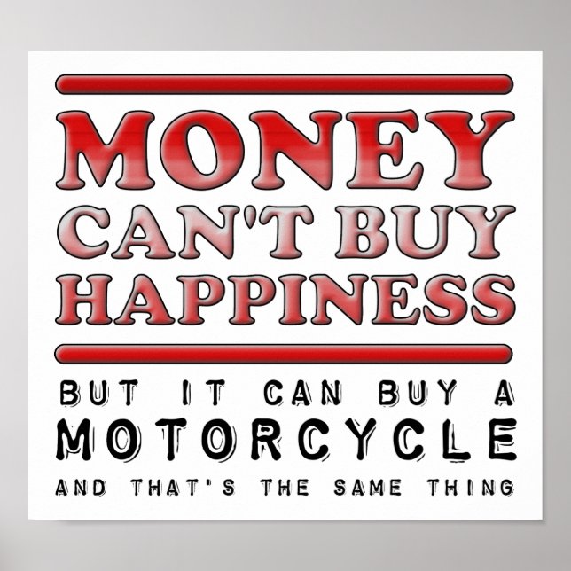 Acheter du Bonheur Affiche drôle de moto (Devant)