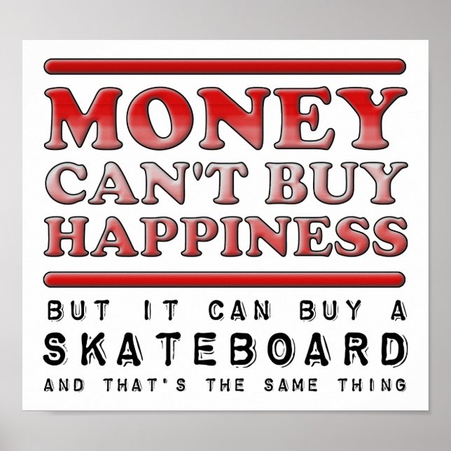 Acheter Happiness Skateboard Funny Poster (Devant)