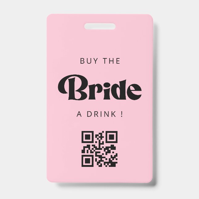 Acheter la mariée boire un verre Code QR Badge (Avant)
