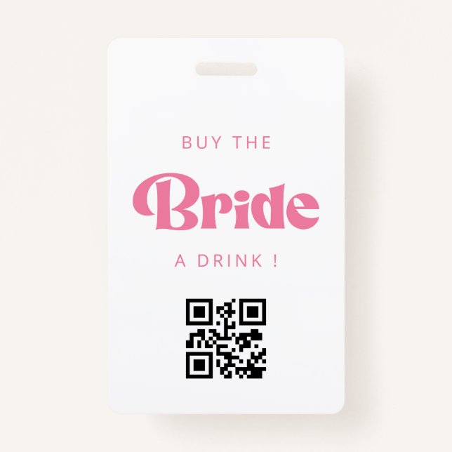 Acheter la mariée boire un verre Code QR Badge (Devant)