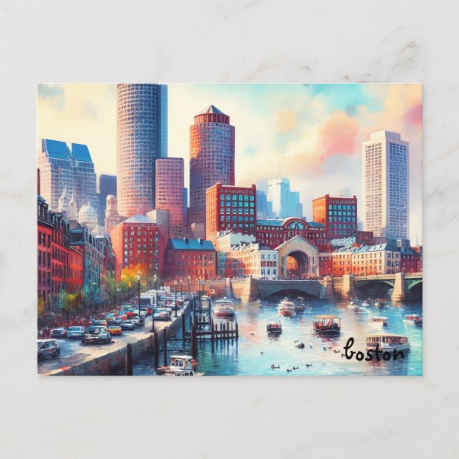 acheter street Travel Vintage boston cartes postal (Devant)