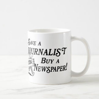 Achetez le journal sauvent la tasse de journaliste
