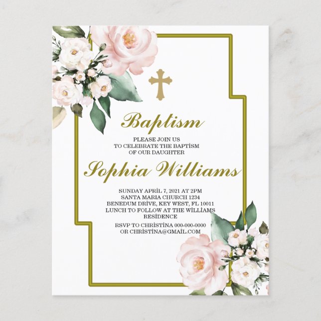 Achèvement du baptême rose et blanc budget (Devant)