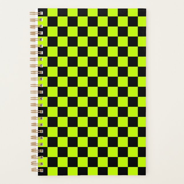 Acid green black checkerboard pattern (Devant)