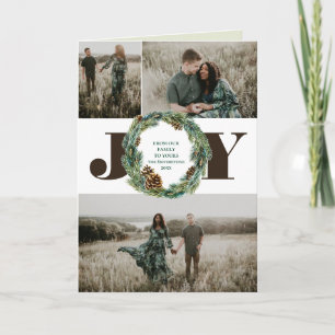 Acorn Wreath 3 Photo Christmas Holiday Carte pliée