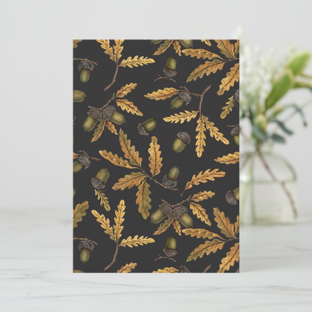 Acornes et feuilles de chêne sur noir (Debout devant)