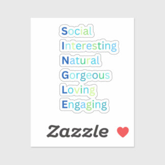 Acronyme simple autocollant bleu