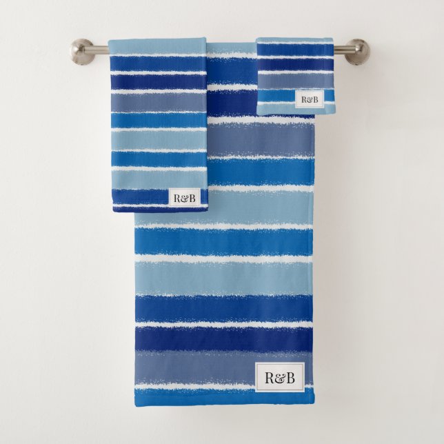 Across The Lines In Blues - Monogram Towel (En situation)