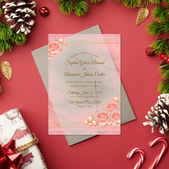 Acrylic Pink and Pearl Wedding Invitation (Insitu (vacances))