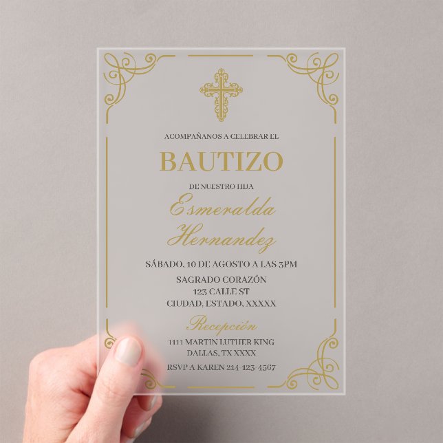 Acrylique Bautizo Espagnol Invitation (In situ (ordinateur de poche))