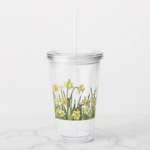 Acrylique Bordure florale en verre plastique de jonquilles j
