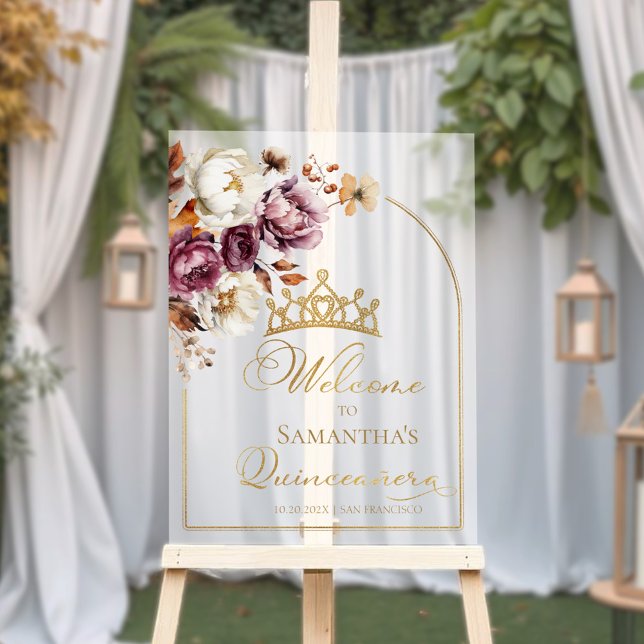 Acrylique Bourgogne Automne Quinceanera Affiche de (Créateur téléchargé)