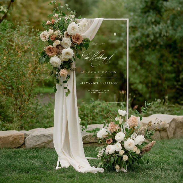 Acrylique classique calligraphie Mariage Affiche d (Acrylic Classic Calligraphy Wedding Welcome Sign)