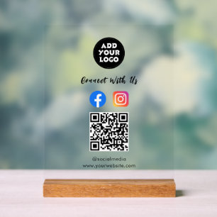 Acrylique Code QR pour les réseaux sociaux sur un panneau en