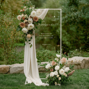 Acrylique Elegant Vintage Mariage Affiche de bienv