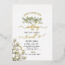 Acrylique Mariage Verdure Et Fleurs Invitation