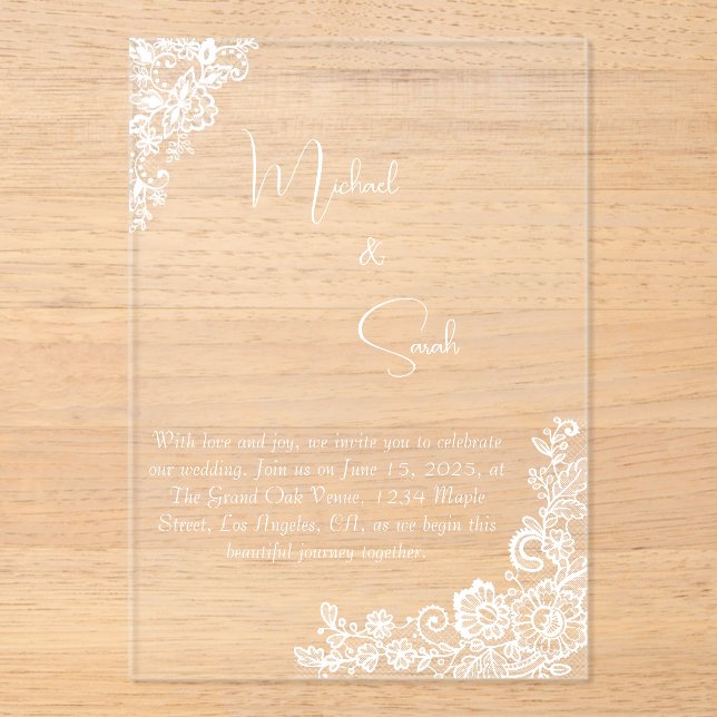 Acrylique moderne minimaliste Faire-part de mariag (Recto)