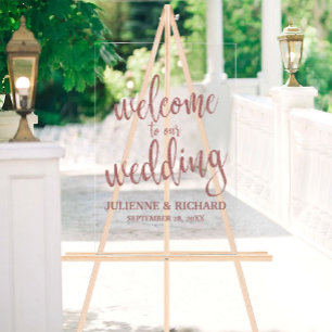Acrylique Panneau de bienvenue de mariage à calligraphie en 