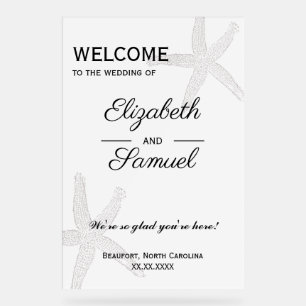 Acrylique Panneau de bienvenue de mariage côtier en acryliqu