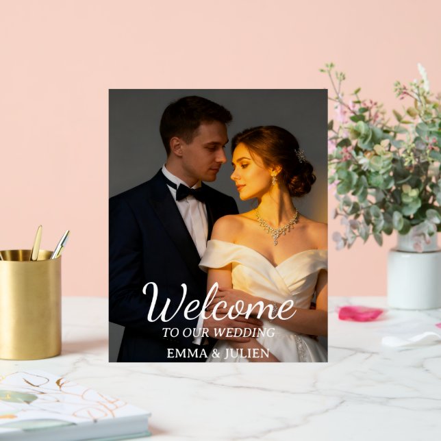 Acrylique Panneau de bienvenue de mariage en mousse avec pho (Mariage)