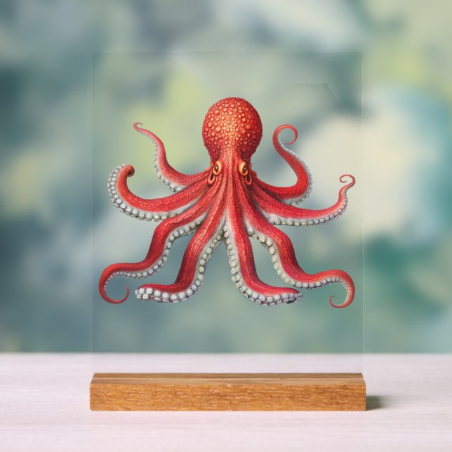 Acrylique Panneau de bureau rouge en gras octopus Décor insp (Neutre)