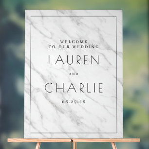 Acrylique Panneau de mariage élégant en marbre blanc
