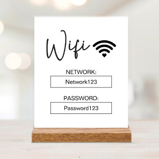 Acrylique Panneau Wifi Mot de passe Wifi Panneau de table en