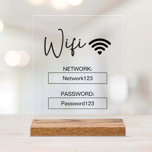 Acrylique Panneau Wifi Mot de passe Wifi Panneau de Table en (Créateur téléchargé)