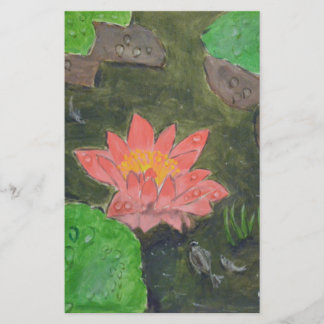 Acrylique sur toile, fleur de nénuphar rose