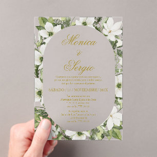 Acrylique verte faire-part de mariage espagnole