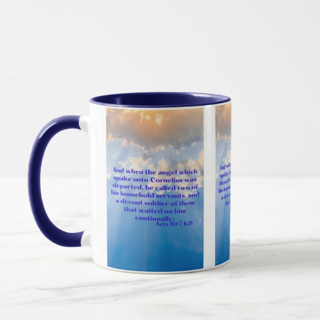 Actes 10:7 KJV Bible Écriture Pic Mug à deux tons (Gauche)